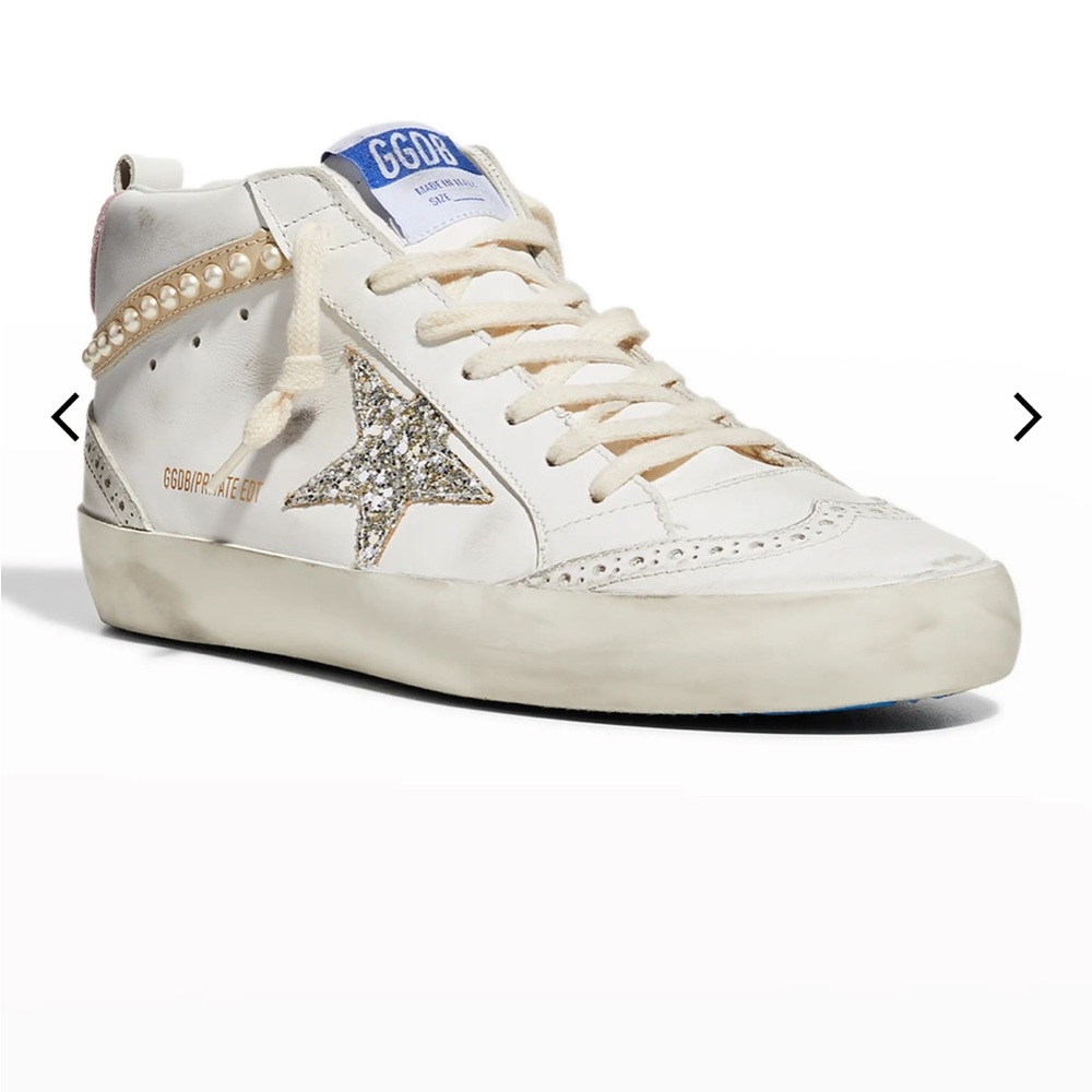 Golden Goose. white pearly wingtip sneakers Neiman Marcus Exclusive